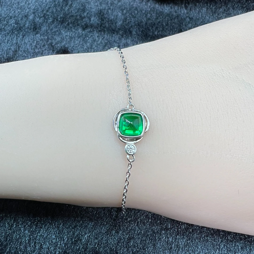 【祖母绿】S925银天然祖母绿手链B0002（赠国检证书）