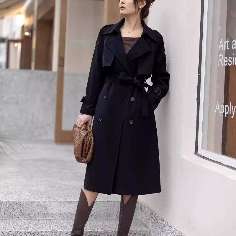 2026年秋季新款长袖风衣女士小个子时尚设计感显瘦百搭中长款外套