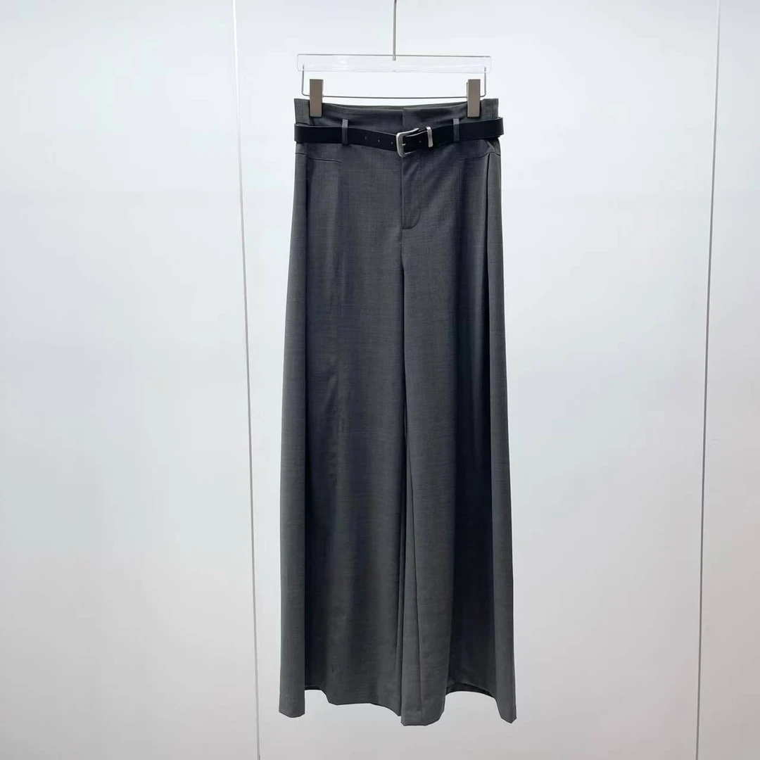 艾系2025春季新款休闲裤直筒裤西装阔腿裤女3098