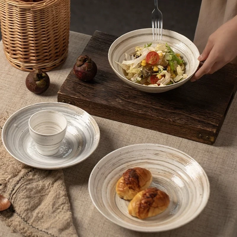 且陶 景德镇日式粉引系列陶瓷餐具简约侘寂风