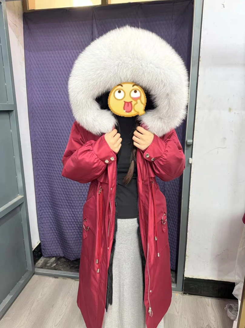 反季特价【冬日童话+毛袖】长毛兔内胆高端貉子毛领保暖派克服