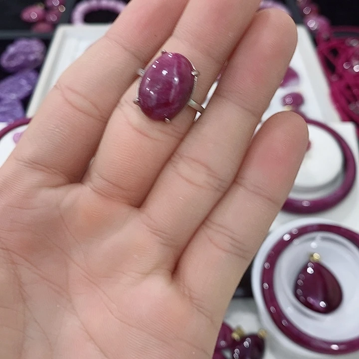 红宝石戒指银S925镶嵌