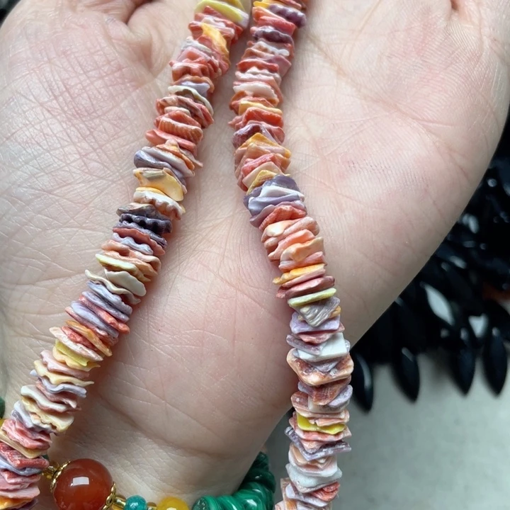 玛瑙/玉髓合金珠宝半成品一条10mm彩贝