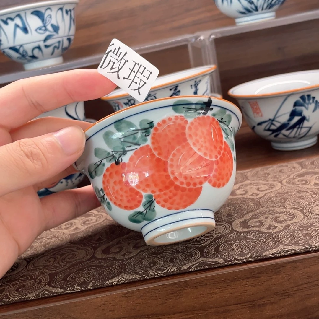 釉下手绘茶具微瑕