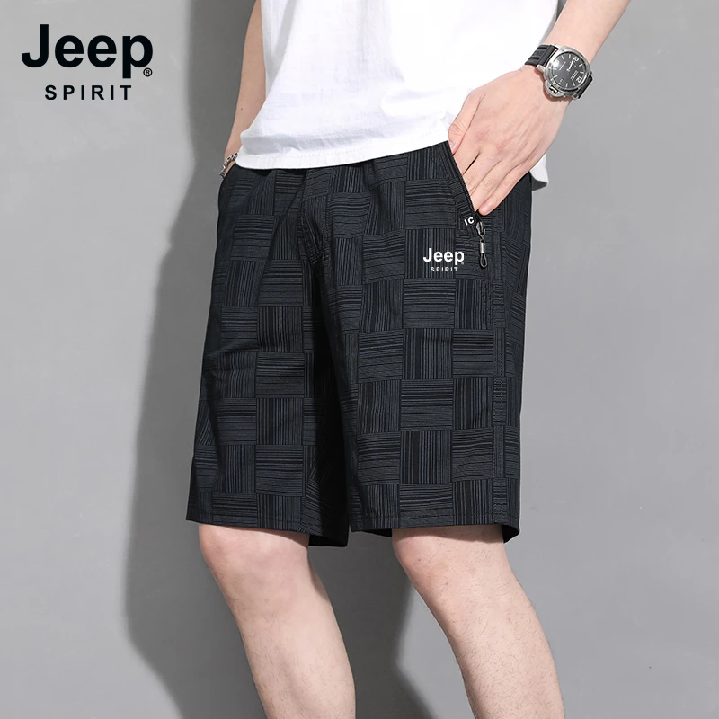 JEEP SPIRIT 吉普时尚 纯棉短裤男士夏季新款休闲百搭暗格五分裤