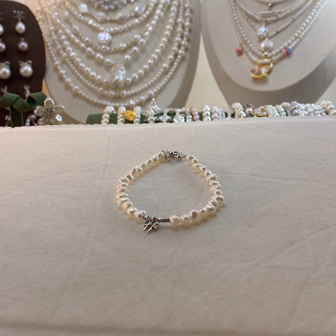 淡水珍珠银S925镶嵌手绳