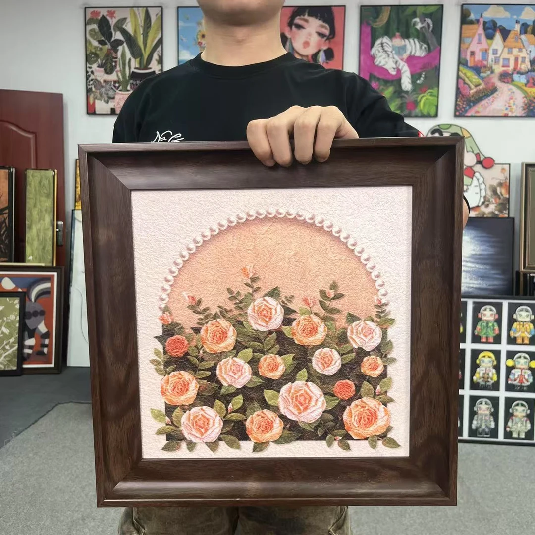 法式复古风奶油风玫瑰花装饰画客厅卧室床头挂画144