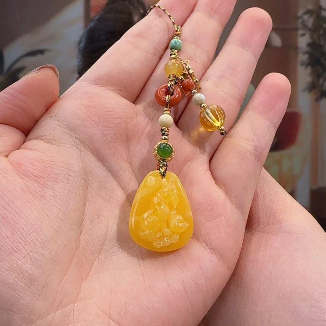 蜜蜡未镶嵌吊坠(赠链)