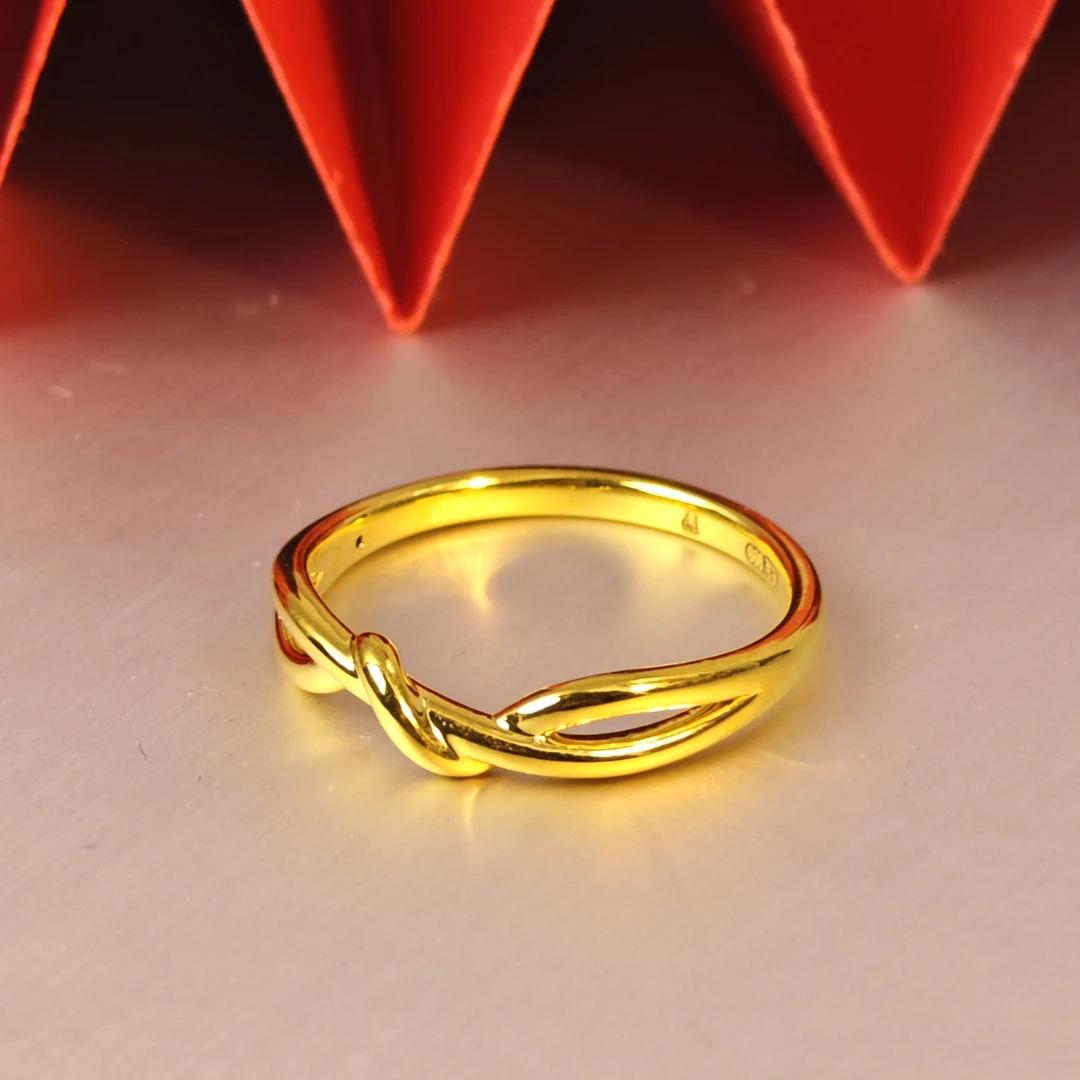 姐妹黄金  足金999爱情绳结戒指经典个性时尚轻奢小众