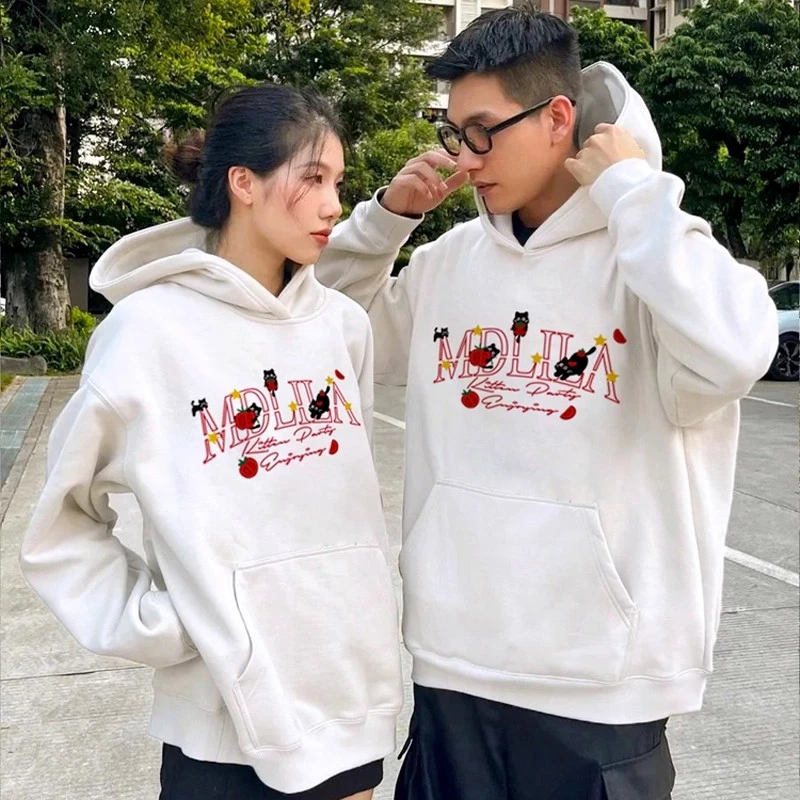 大码300斤重磅情侣装连帽卫衣秋冬季2025新款加绒加厚嘻哈上衣女