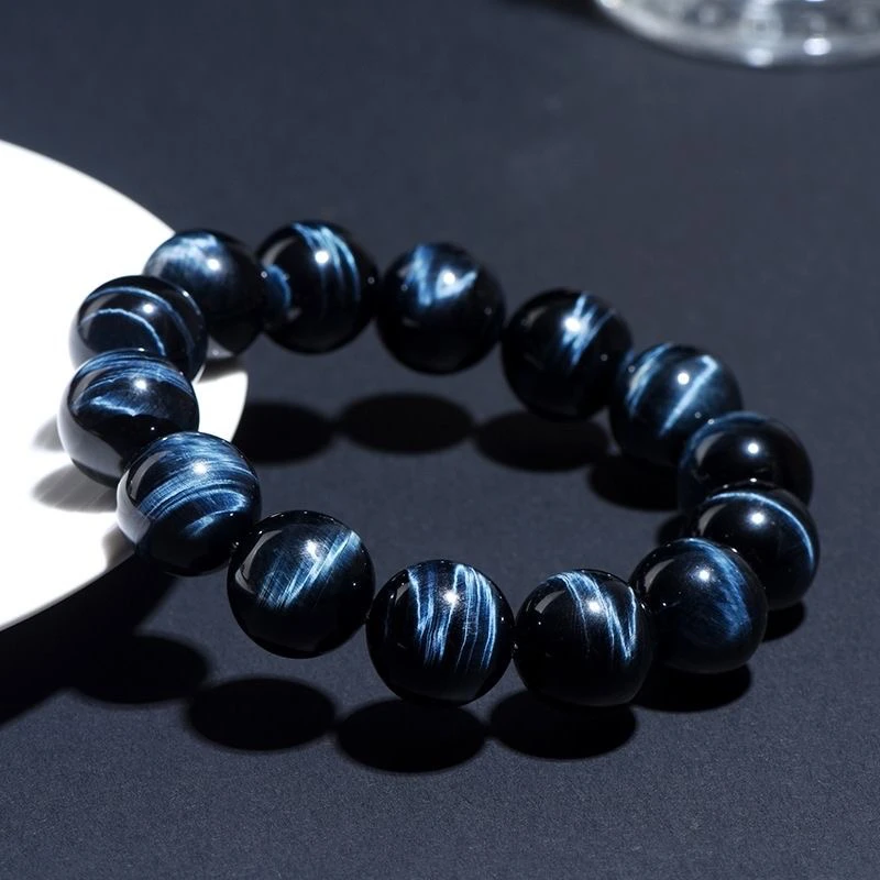 天然闪电蓝虎眼梦幻单圈变色男女猫眼纹手串霸气彩虹眼多样性发一