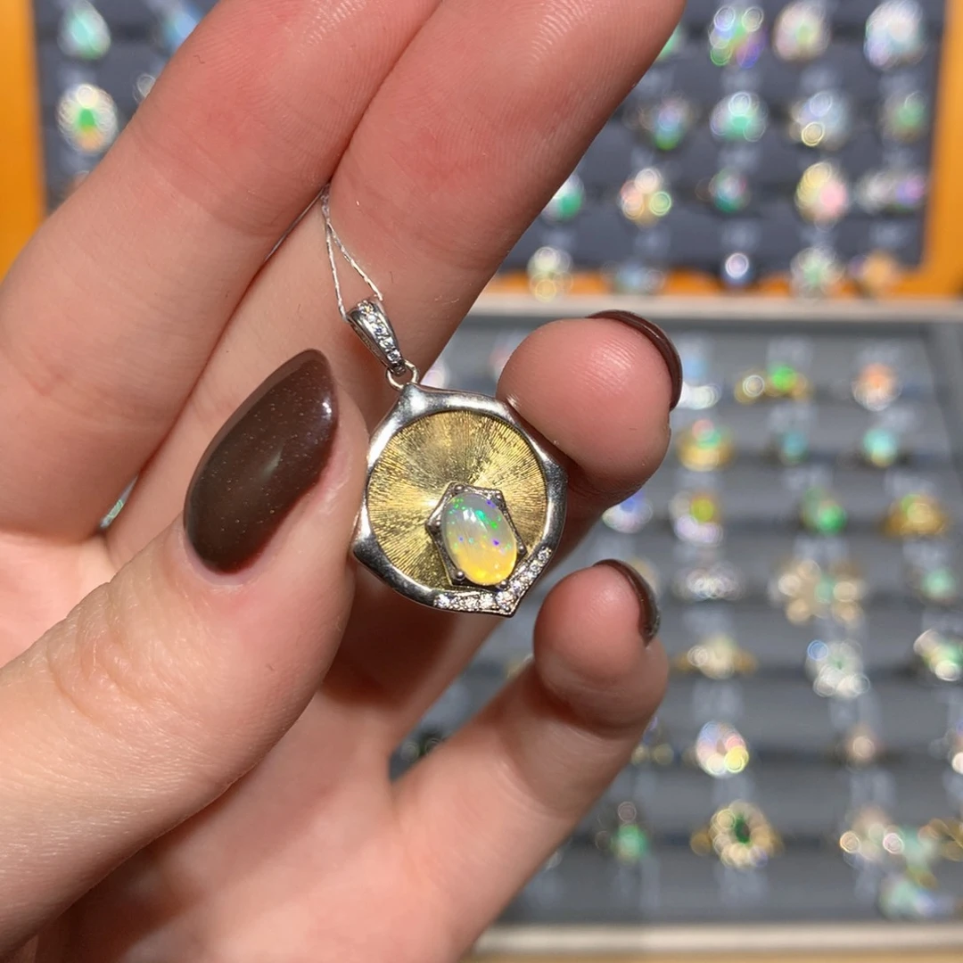 银S925镶嵌欧泊吊坠t