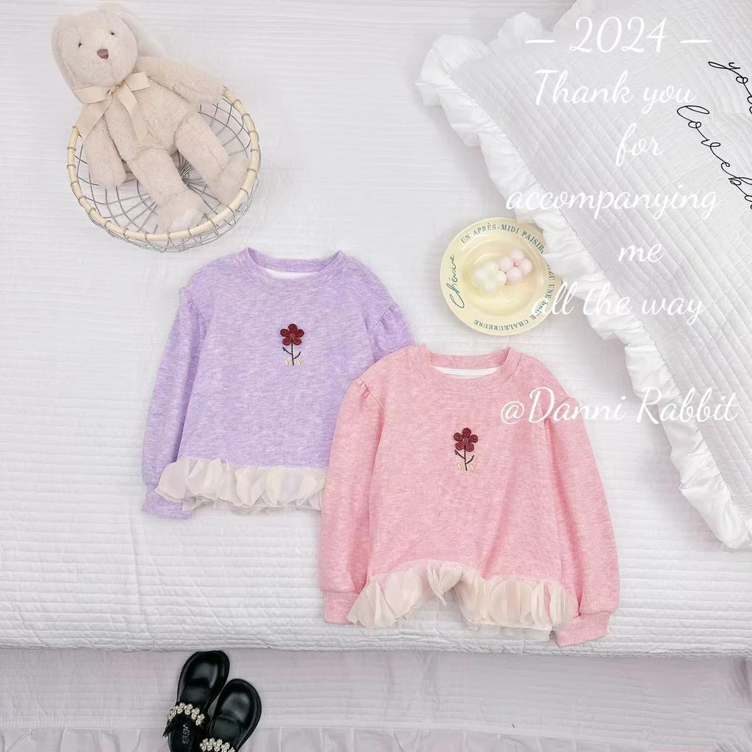 秋季新品花边长袖韩版小花女童卫衣 D-H69