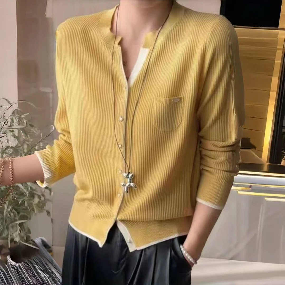 春夏新款假两件拼色销售开衫