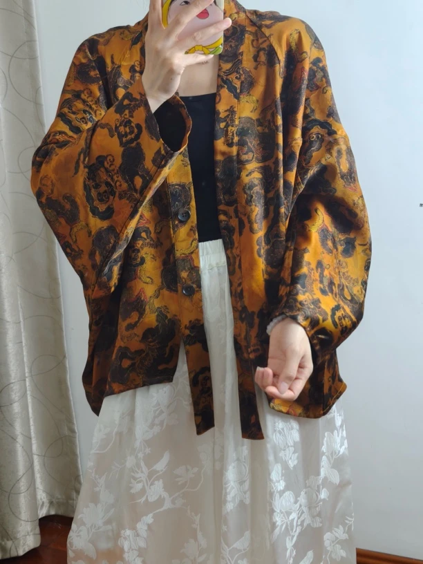 满分桑蚕丝香云纱双面贝壳服百搭中式中国风