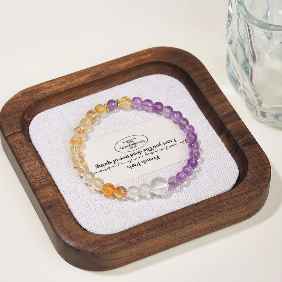 【紫金梦境】小咪水晶手串紫水晶搭配黄塔晶单圈手串女款精致气质款