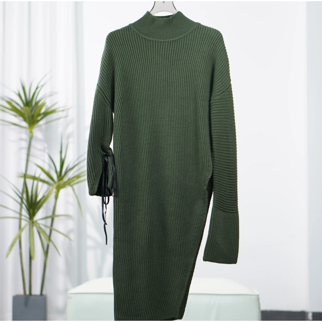 恩系列   HD284  女装简约时尚针织连衣裙绿色J3663908