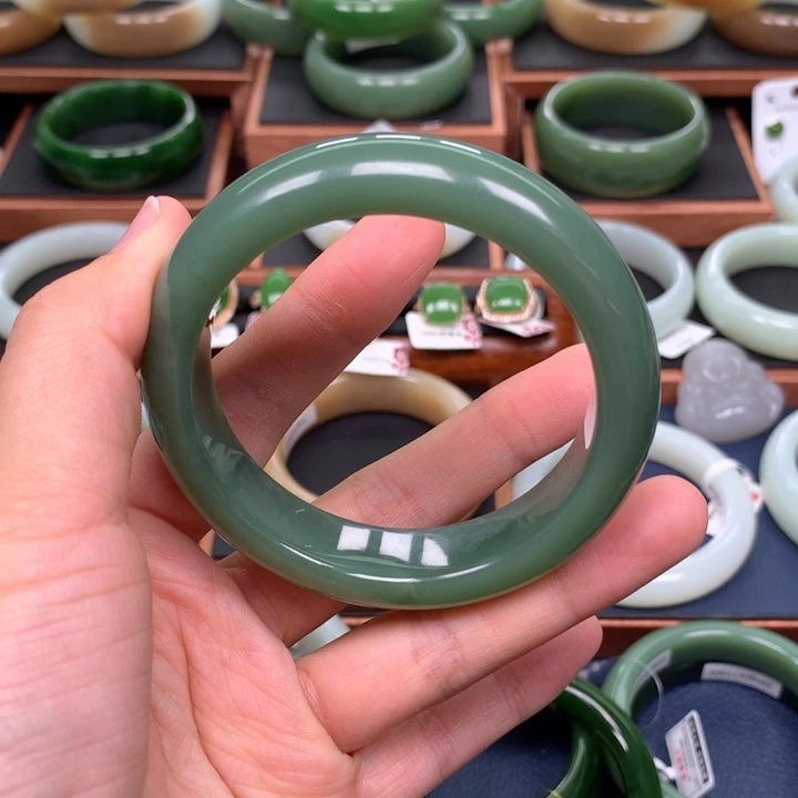和田玉（碧玉）手镯5859圈口未镶嵌