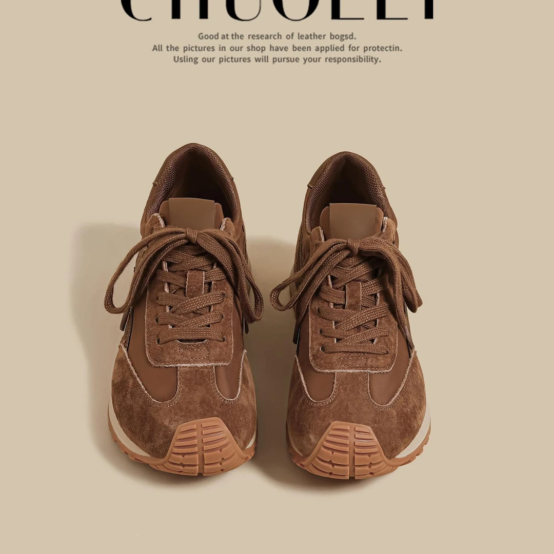 鞋子女款爆款2025新款鞋女棕色运动阿甘老爹鞋网红丑萌歪头休闲鞋