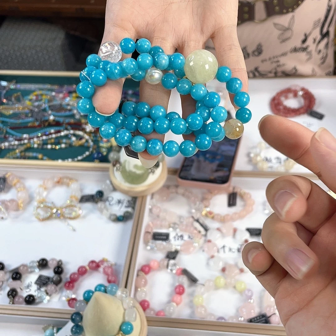 水晶手链银S925镀金镶嵌