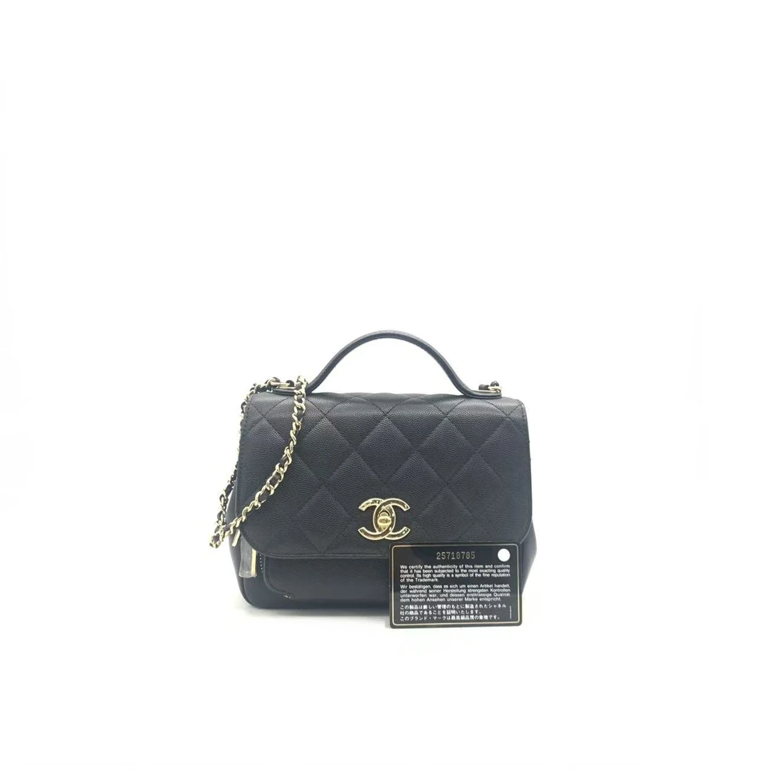 99新 Chanel/香奈儿 【安则专属】黑金手提邮差包/25开