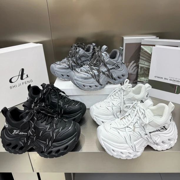 世102-9新款厚底做旧擦色洋气老爹鞋底厚6公分舒适百搭时尚休闲