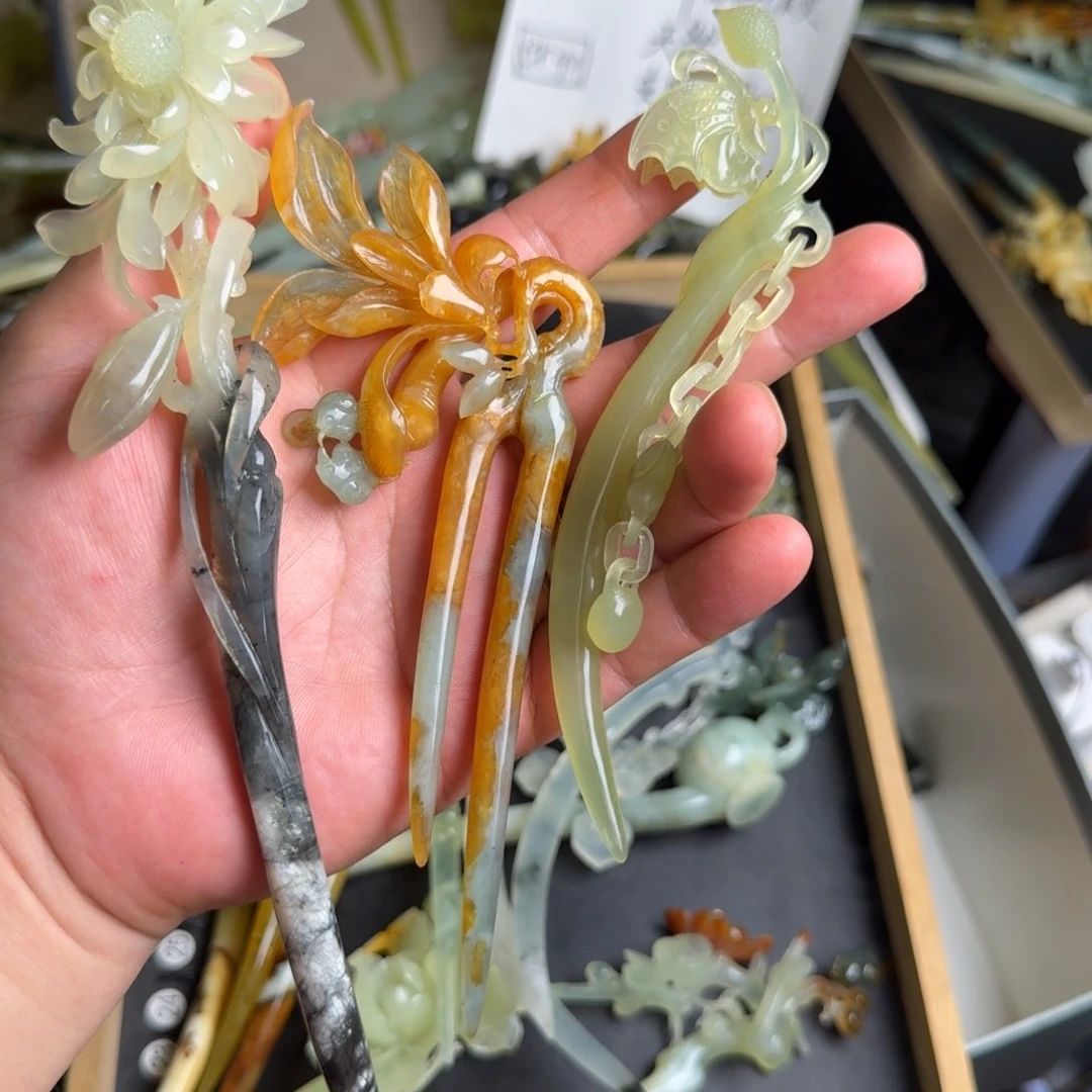 今***嘛蛇纹石玉未镶嵌发饰