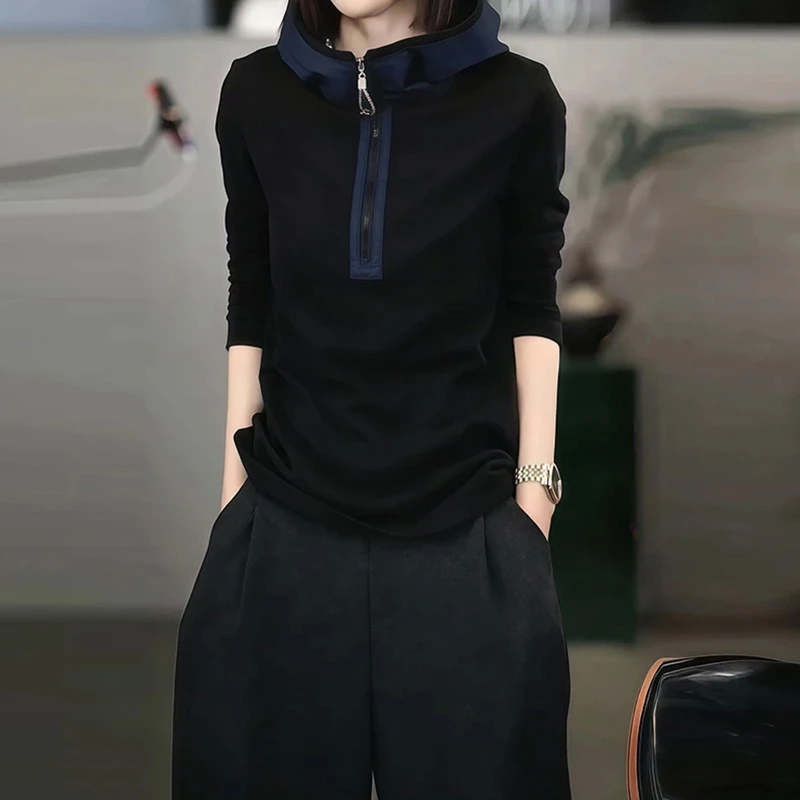 7055韩系漂亮设计感连帽卫衣秋冬新款休闲宽松显瘦长袖洋气卫衣