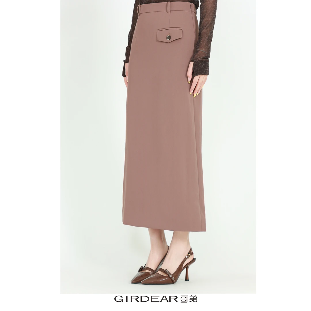 GIRDEAR/哥弟1200360 早春新款高级感优雅百搭高腰经典腔调半身裙