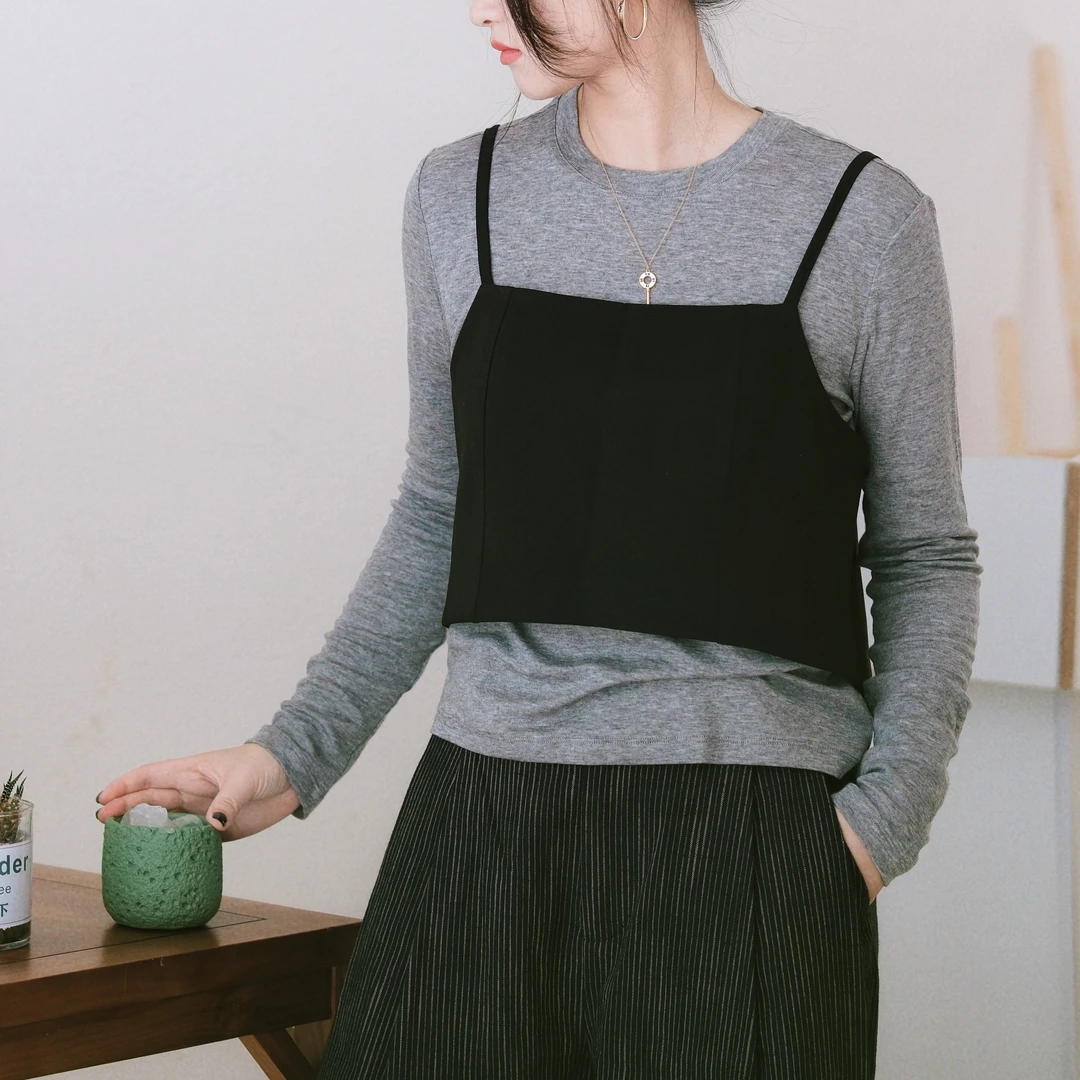 SANSHI【天丝羊毛打底衫】秋冬长袖修身圆领百搭上衣不易皱不易起球