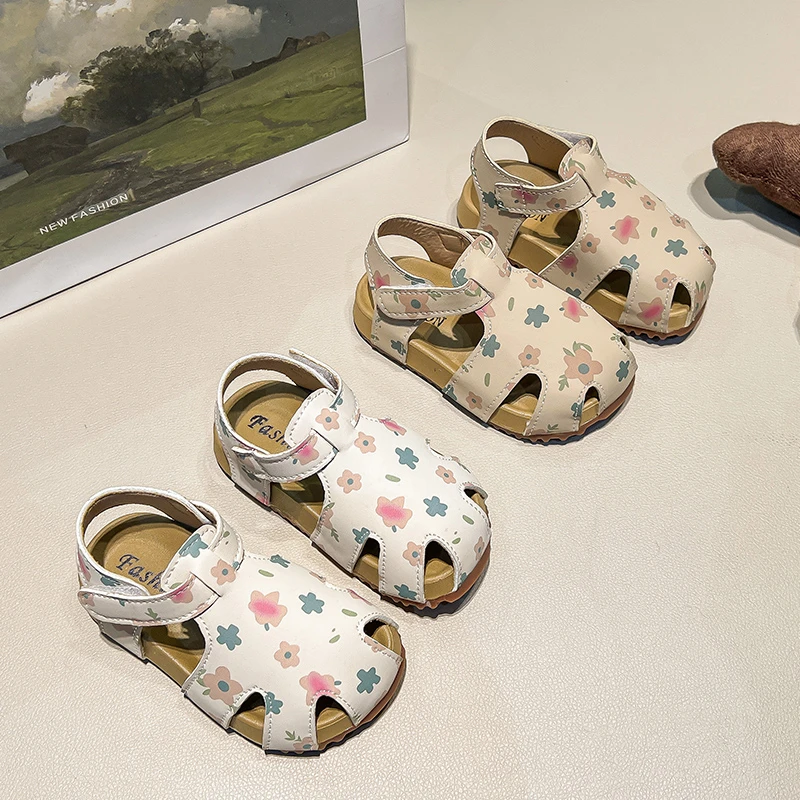 碎花儿童凉鞋2025夏季新款女童勃肯鞋镂空女孩公主罗马鞋沙滩童鞋