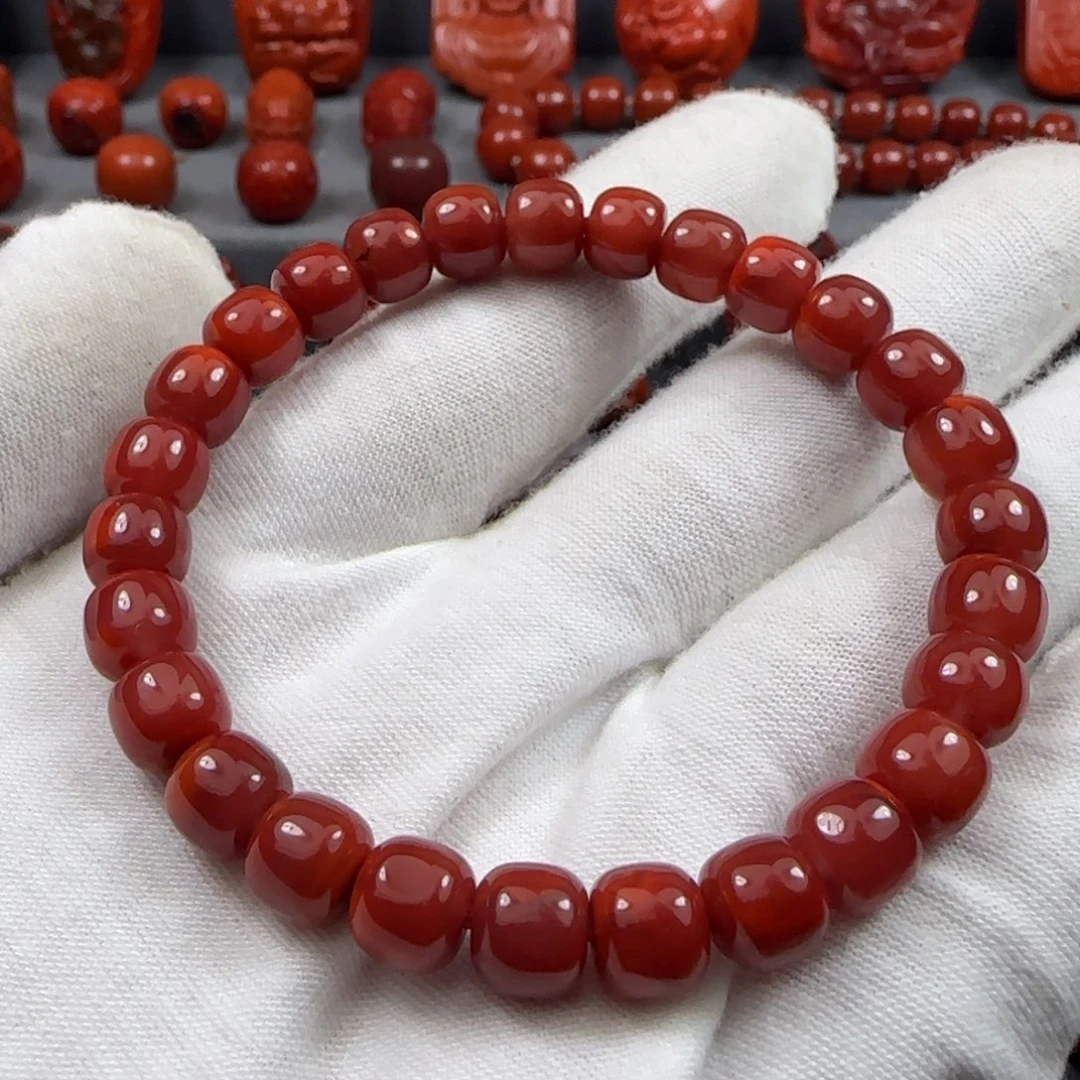 雨***鱼南红玛瑙未镶嵌珠串6