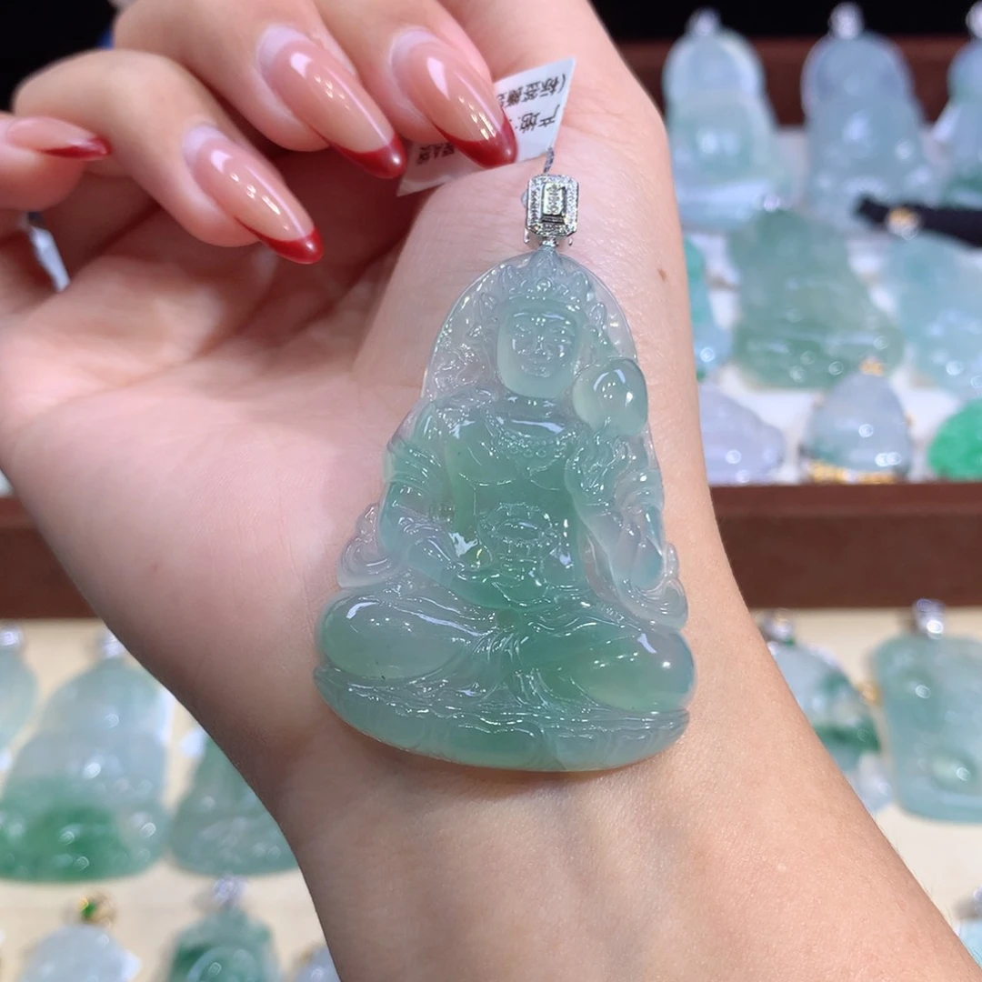 吊坠(不含链)18K金镶嵌翡翠