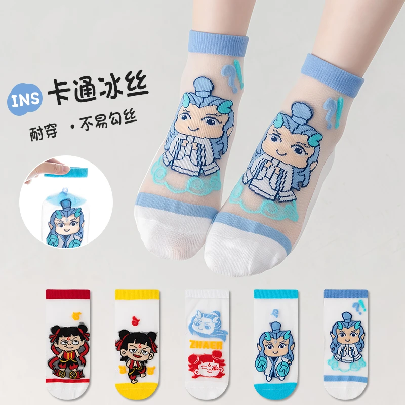 女童袜子夏季薄款网眼袜透气船袜卡通韩版儿童袜玻璃丝短袜夏天