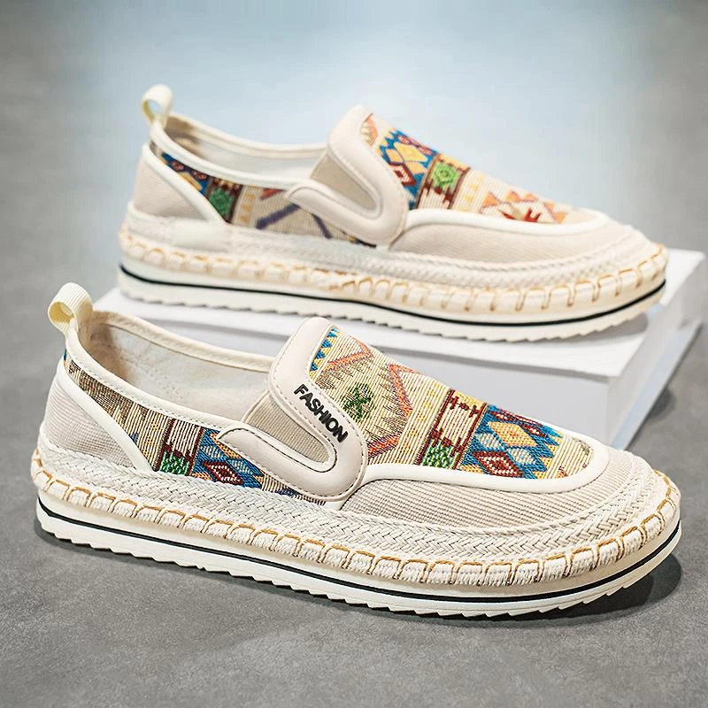 帆布男鞋夏季透气运动休闲懒人一脚蹬板鞋千层底大码45老北京布鞋