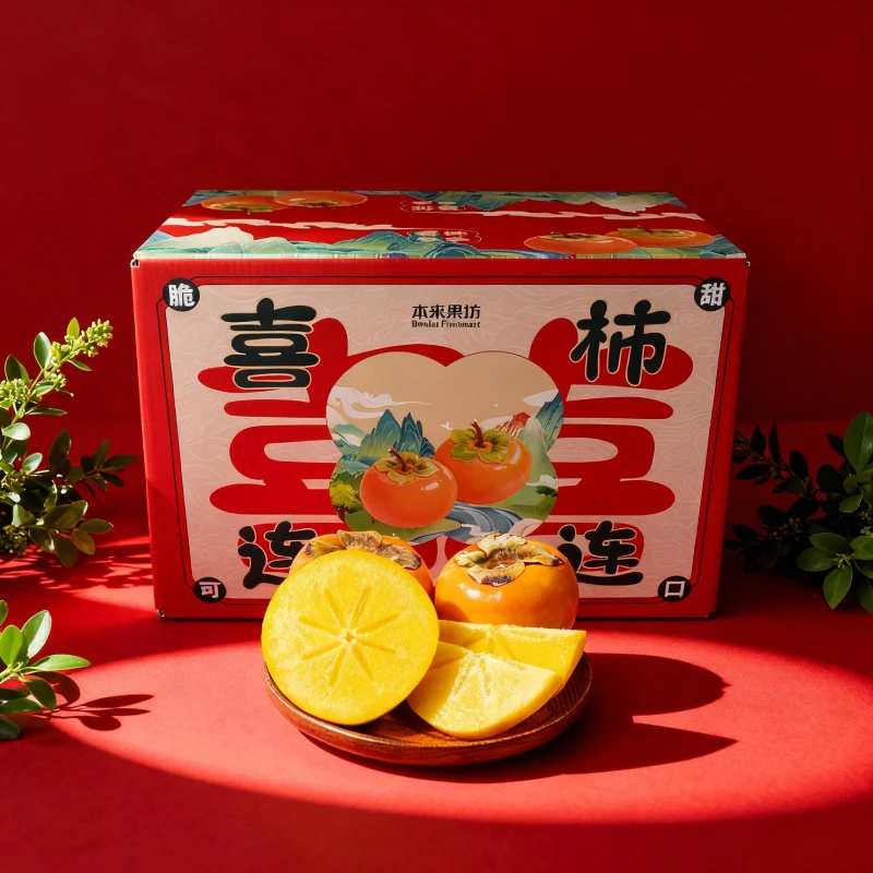 【本来果坊】陕西巧克力脆柿子5斤 单果150g+/180g+/200g+