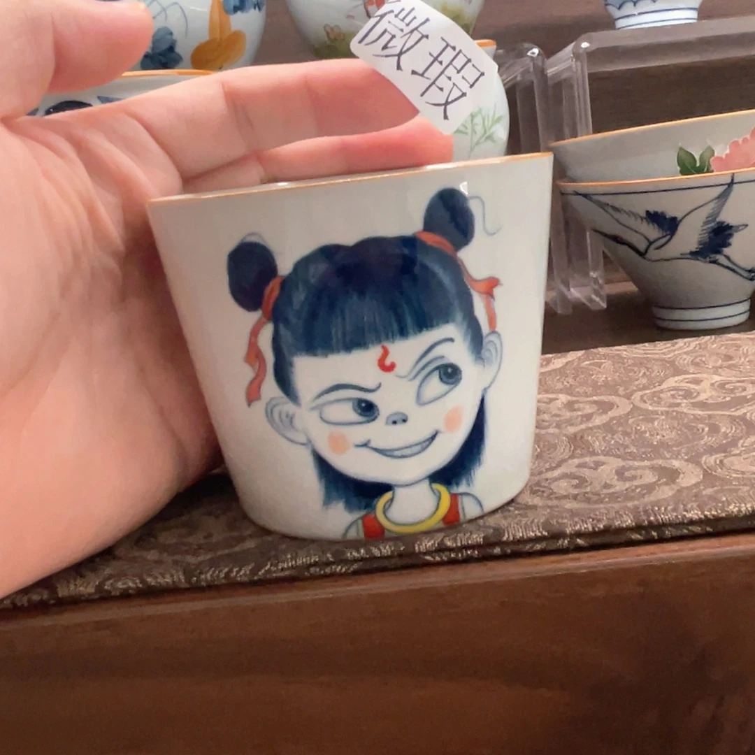 釉下手绘茶具微瑕
