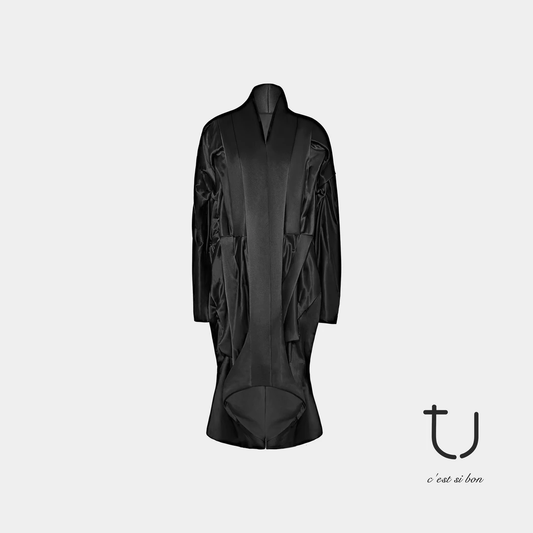 摇曳生姿！纯手工钉针！嵿奢慵懒ROW风重磅真丝设计感大衣厚外套