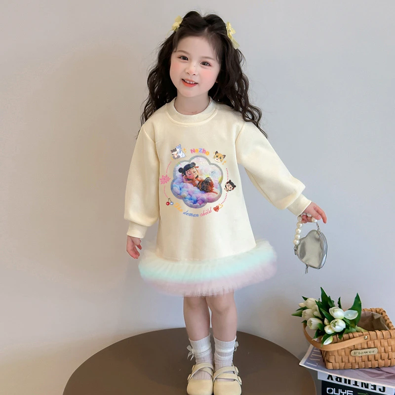 2025女童卫衣连衣裙长袖春装新款圆领春秋款变色亮片裙子