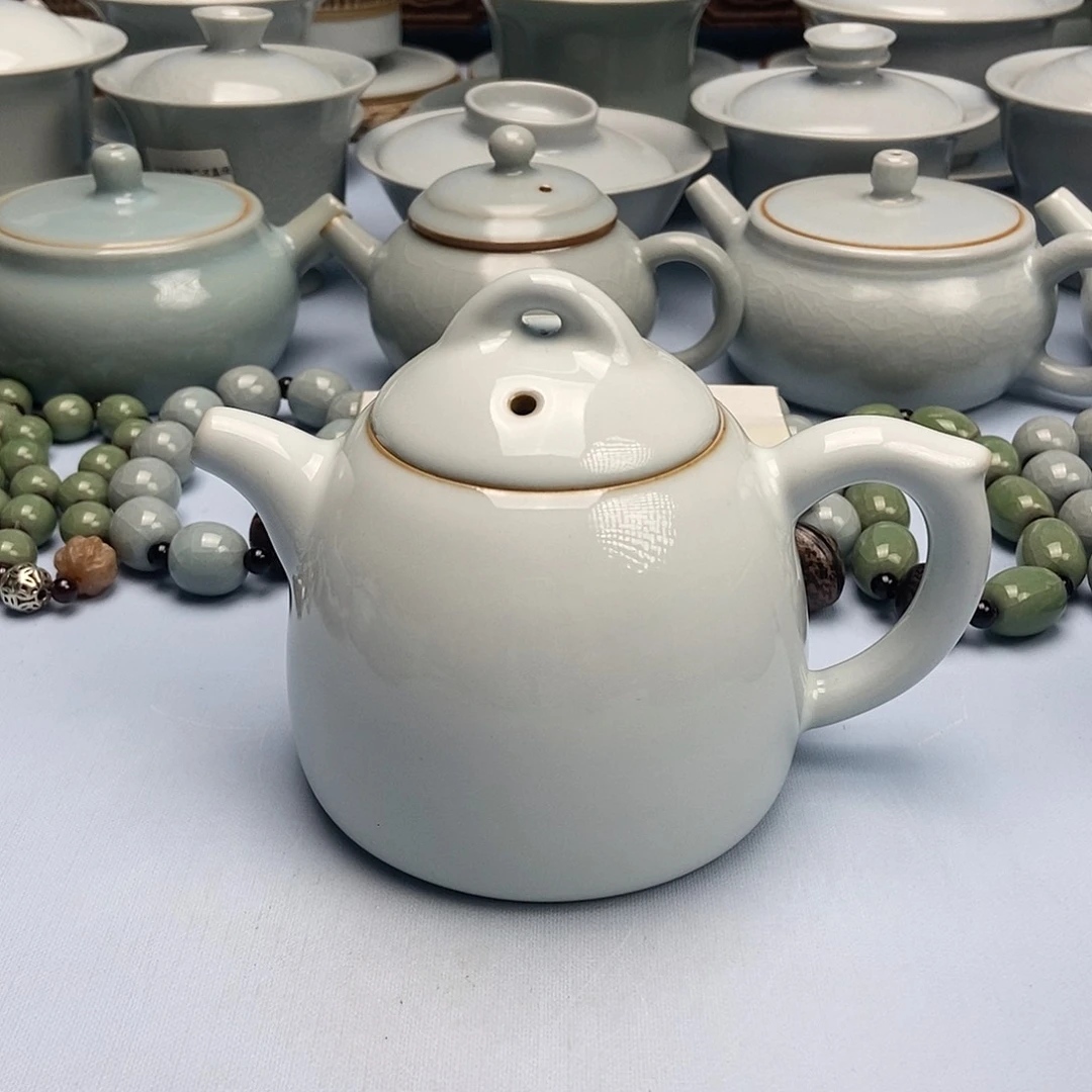 杯二级品月白釉秦权壶原矿原釉原产地