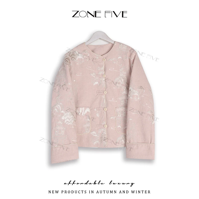 【zonefive】新中式西装外套女设计感小众国风刺绣上衣