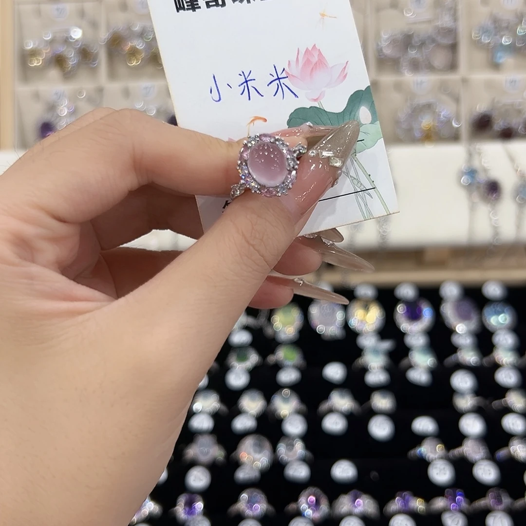 小***米水晶戒指银S925镶嵌