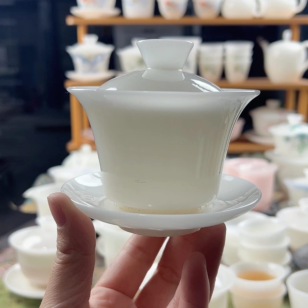 璞玉釉烧马蹄盖碗满容160ml