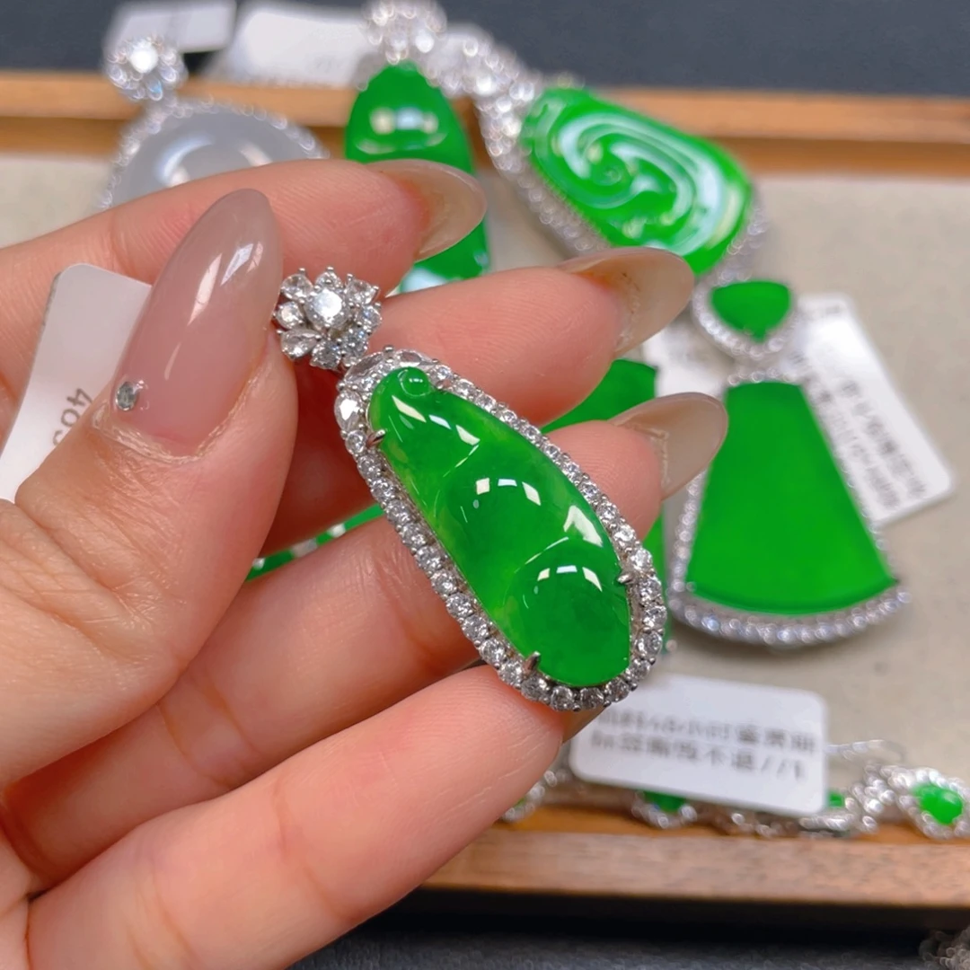 翡翠银S925镶嵌挂件