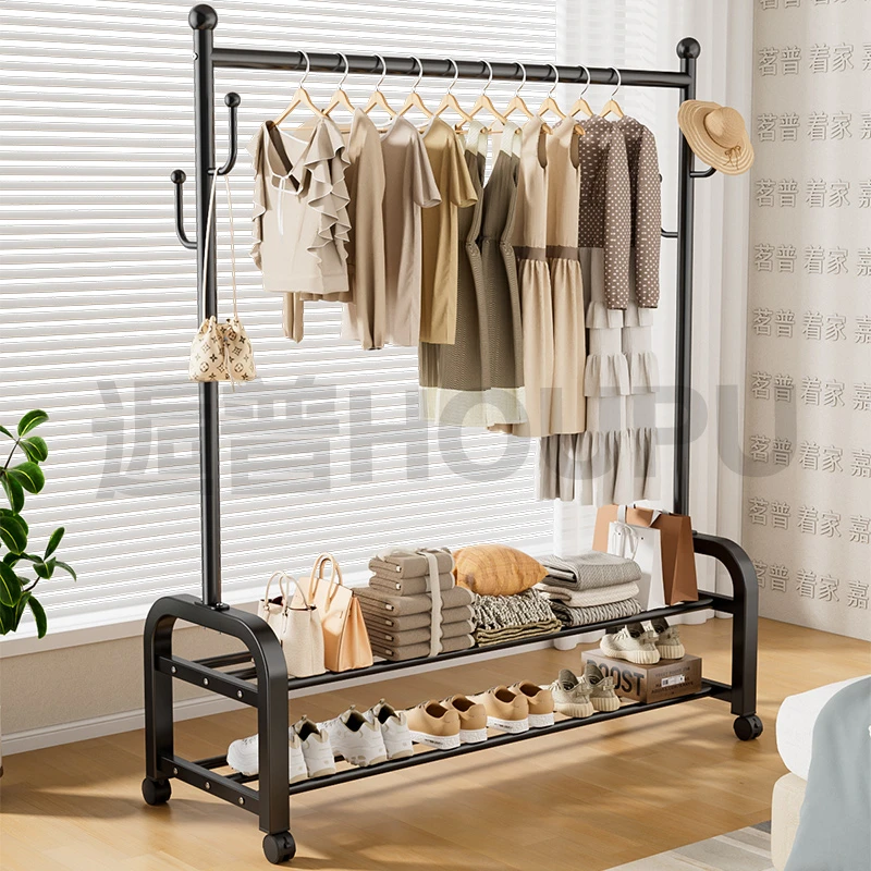 加粗晾衣架移动衣帽架衣架子落地式挂衣架卧室宿舍阳台衣架晾衣杆
