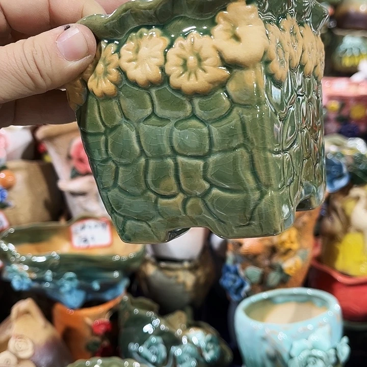 瓷片花盆多肉植物艺术品