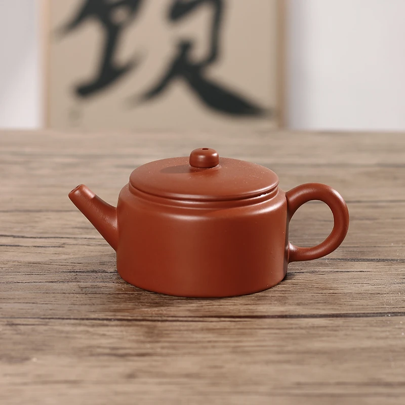 潮州原矿朱泥大口中汉瓦壶140cc潮州手拉壶泡茶方便家用茶具