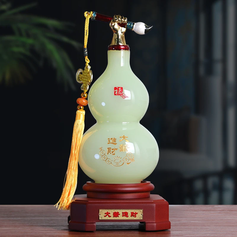 琉璃玉招财葫芦摆件新家装饰客厅博古架摆件乔迁新居礼品