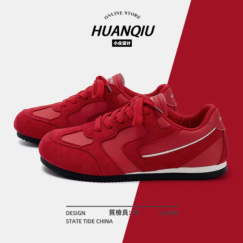 环球复古红色德训鞋女款2025新款夏季百搭小众设计感休闲运动鞋潮