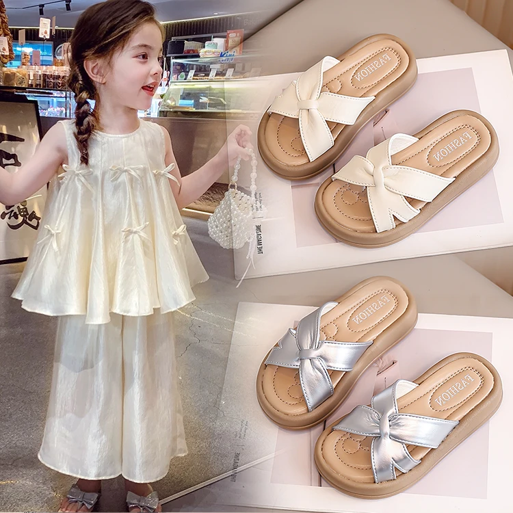 2025款女童公主风一字托防滑女公主网红拖鞋夏季沙滩鞋一字拖男